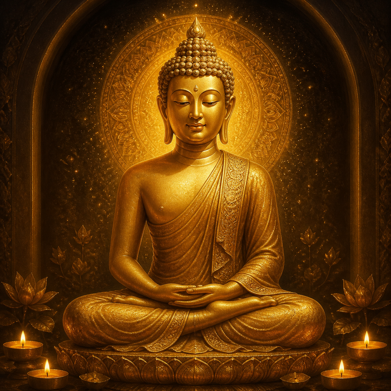 Diamond Painting Boeddha in Gouden Stilte – volledig Boeddha-ontwerp