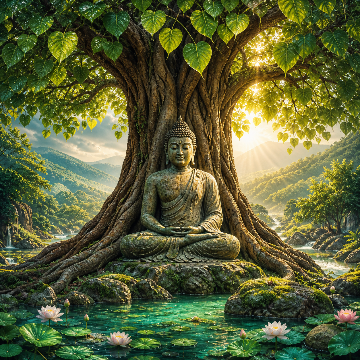 Diamond Painting Boeddha onder de Bodhiboom – volledig Boeddha-ontwerp
