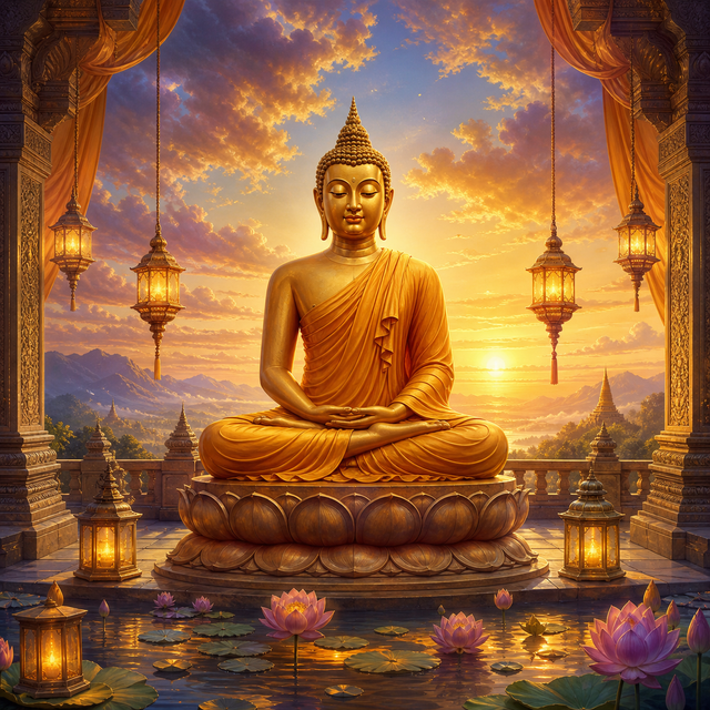 Diamond Painting Boeddha in Saffraangloed – volledig Boeddha-ontwerp