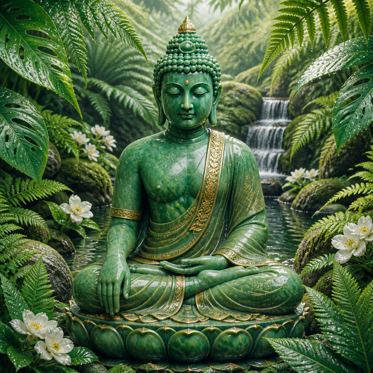 Diamond Painting Smaragdgroene Boeddha – volledig Boeddha-ontwerp