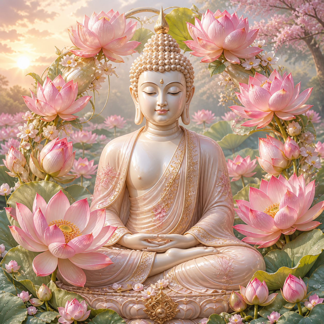 Diamond Painting Boeddha met Lotusroze Harmonie – volledig Boeddha-ontwerp