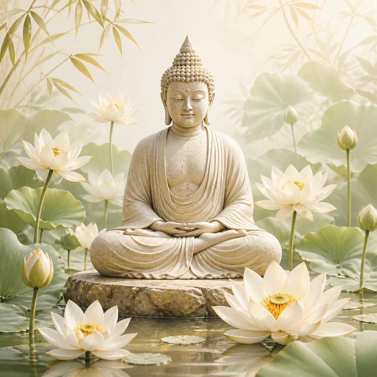 Diamond Painting Witte Lotus en Boeddha – volledig Boeddha-ontwerp