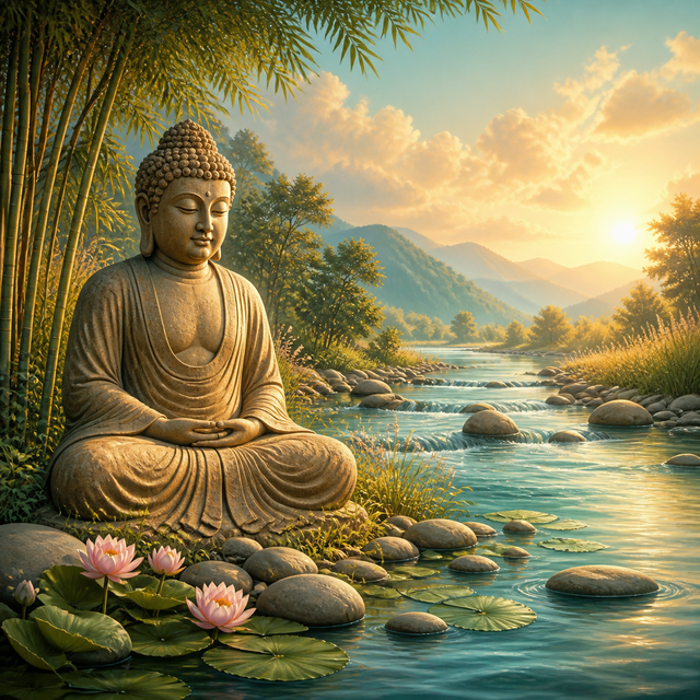 Diamond Painting Boeddha aan de Zenrivier – volledig Boeddha-ontwerp
