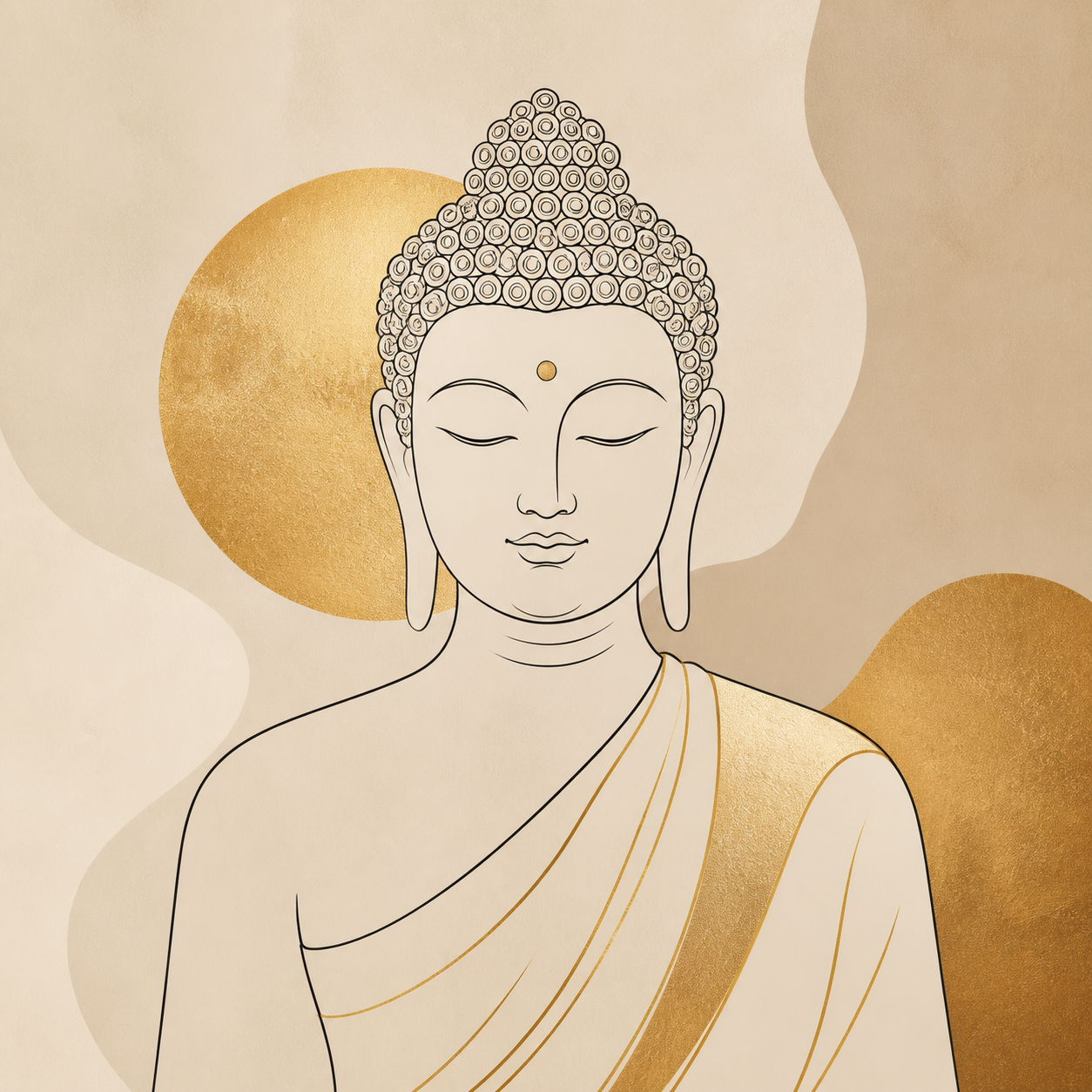 Diamond Painting Boeddha in Moderne Lijnkunst – volledig Boeddha-ontwerp