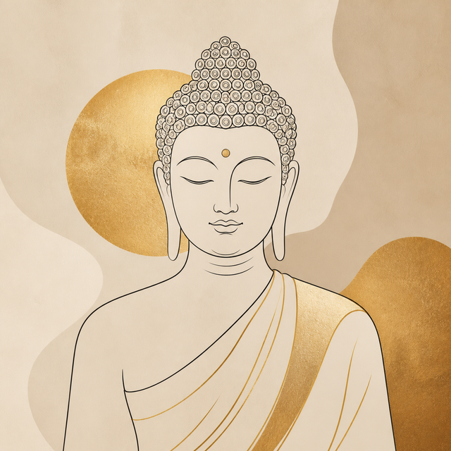 Diamond Painting Boeddha in Moderne Lijnkunst – volledig Boeddha-ontwerp