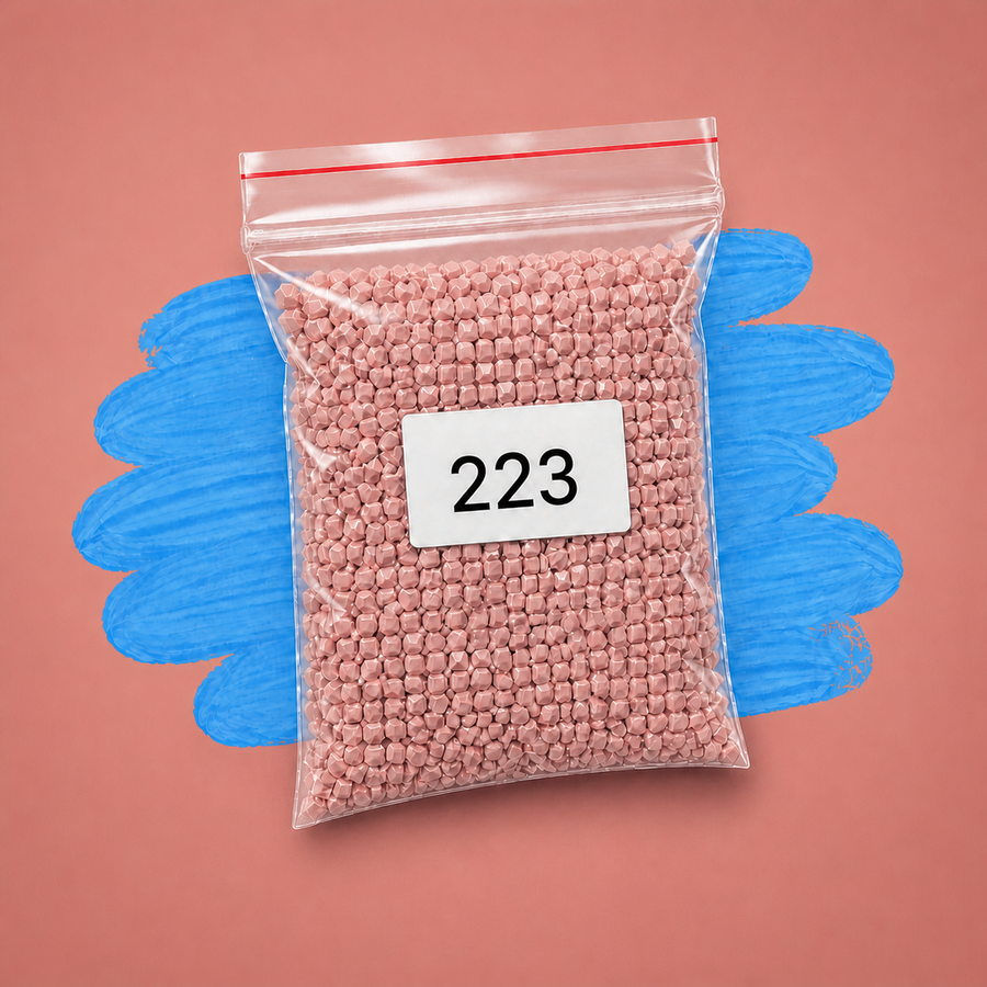 Zakje diamond-paintingsteentjes met kleurcode DMC 223