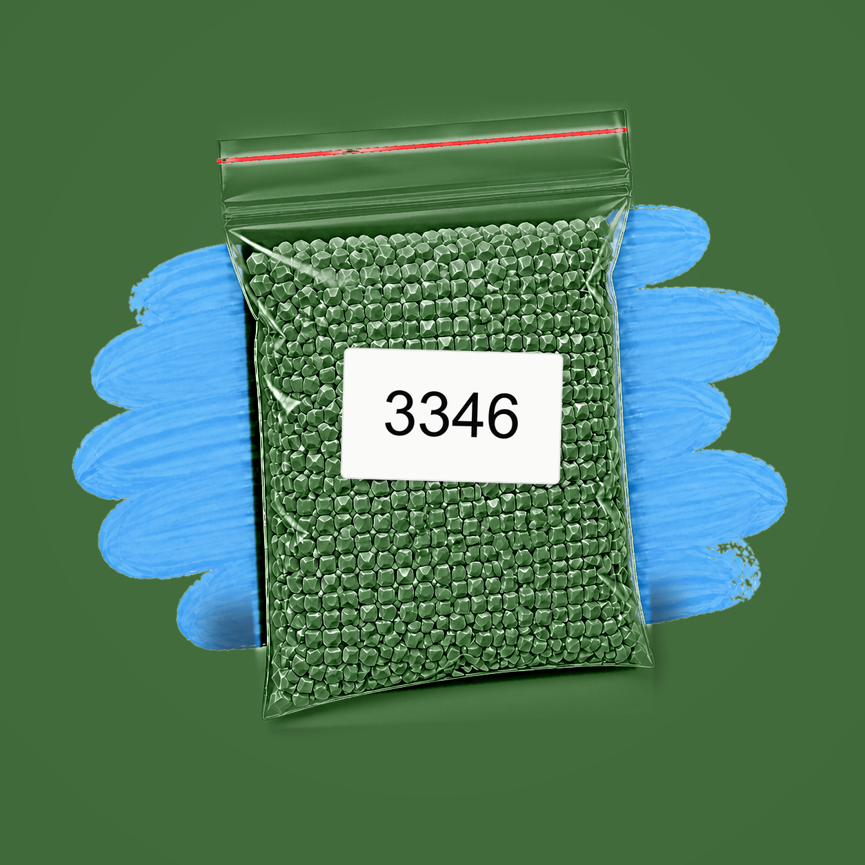 Zakje diamond-paintingsteentjes met kleurcode DMC 3346
