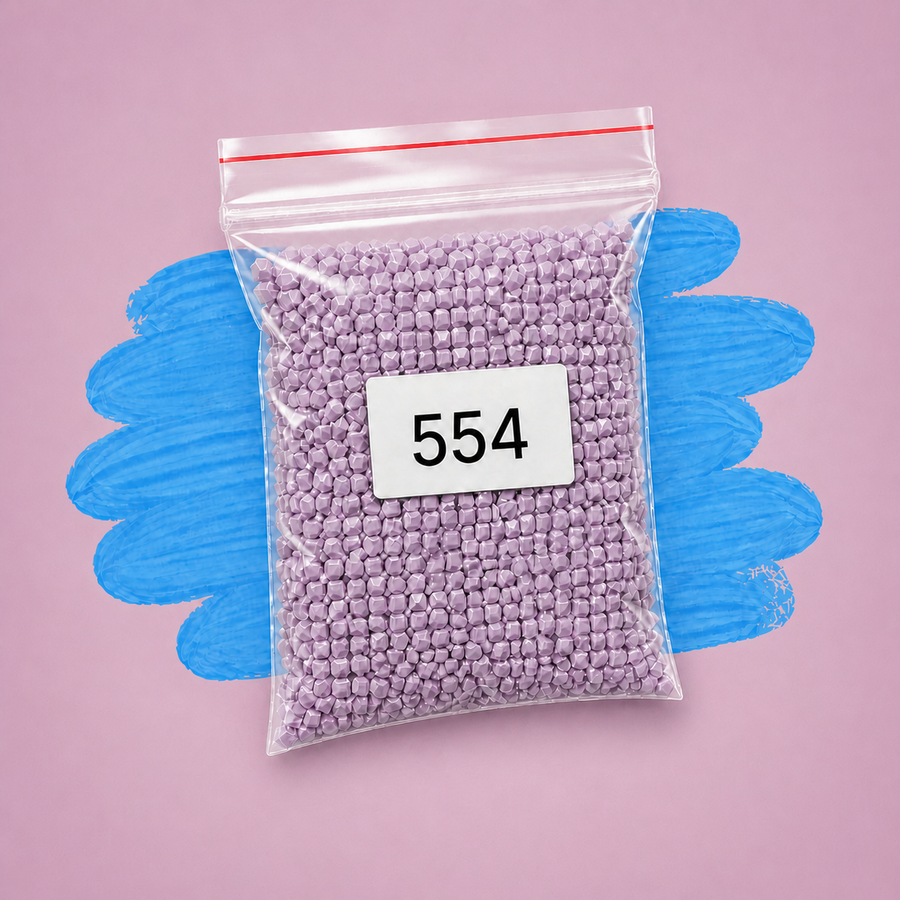 Zakje diamond-paintingsteentjes met kleurcode DMC 554