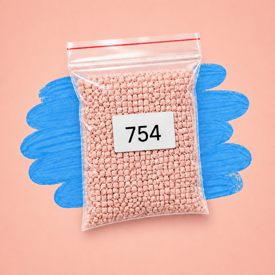 Zakje diamond-paintingsteentjes met kleurcode DMC 754