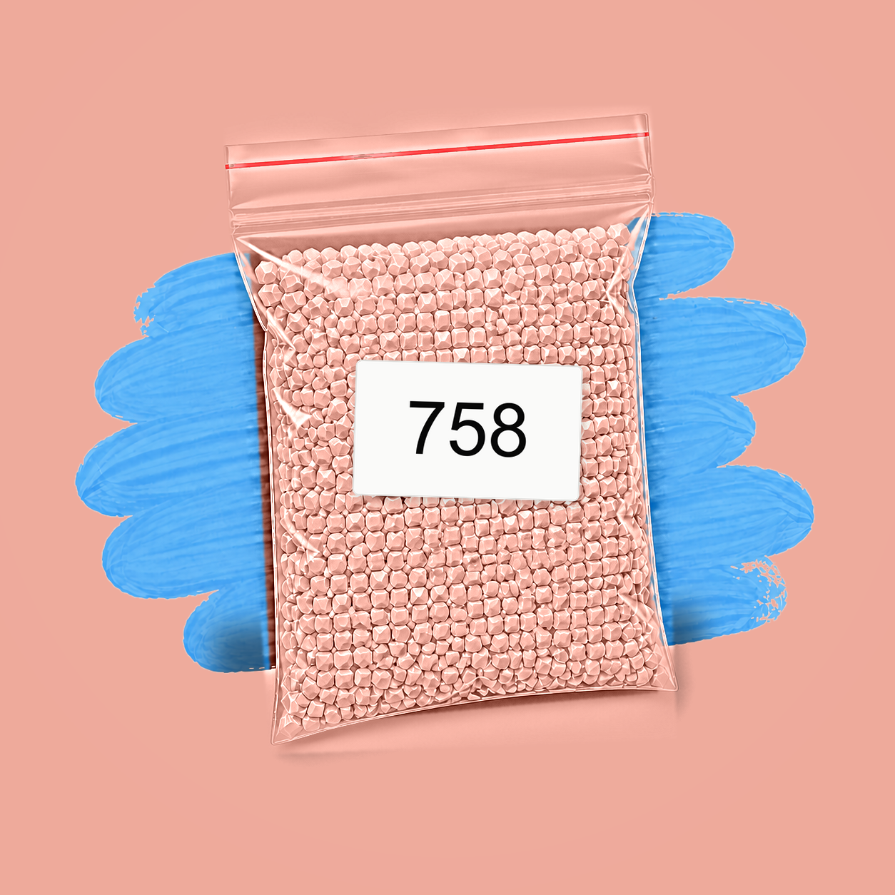 Zakje diamond-paintingsteentjes met kleurcode DMC 758
