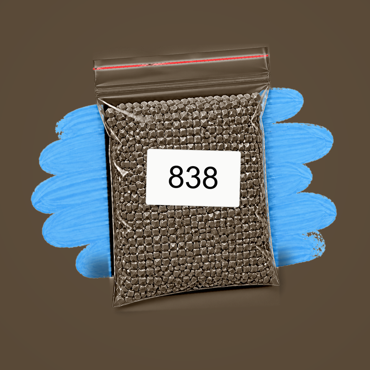 Zakje diamond-paintingsteentjes met kleurcode DMC 838