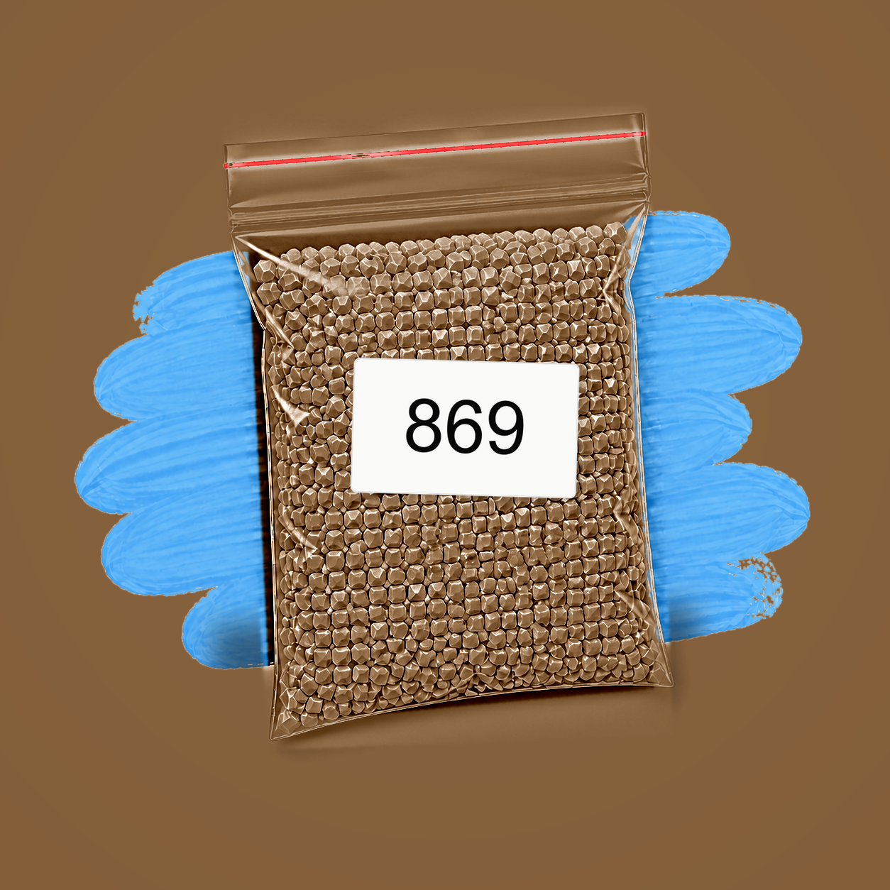 Zakje diamond-paintingsteentjes met kleurcode DMC 869