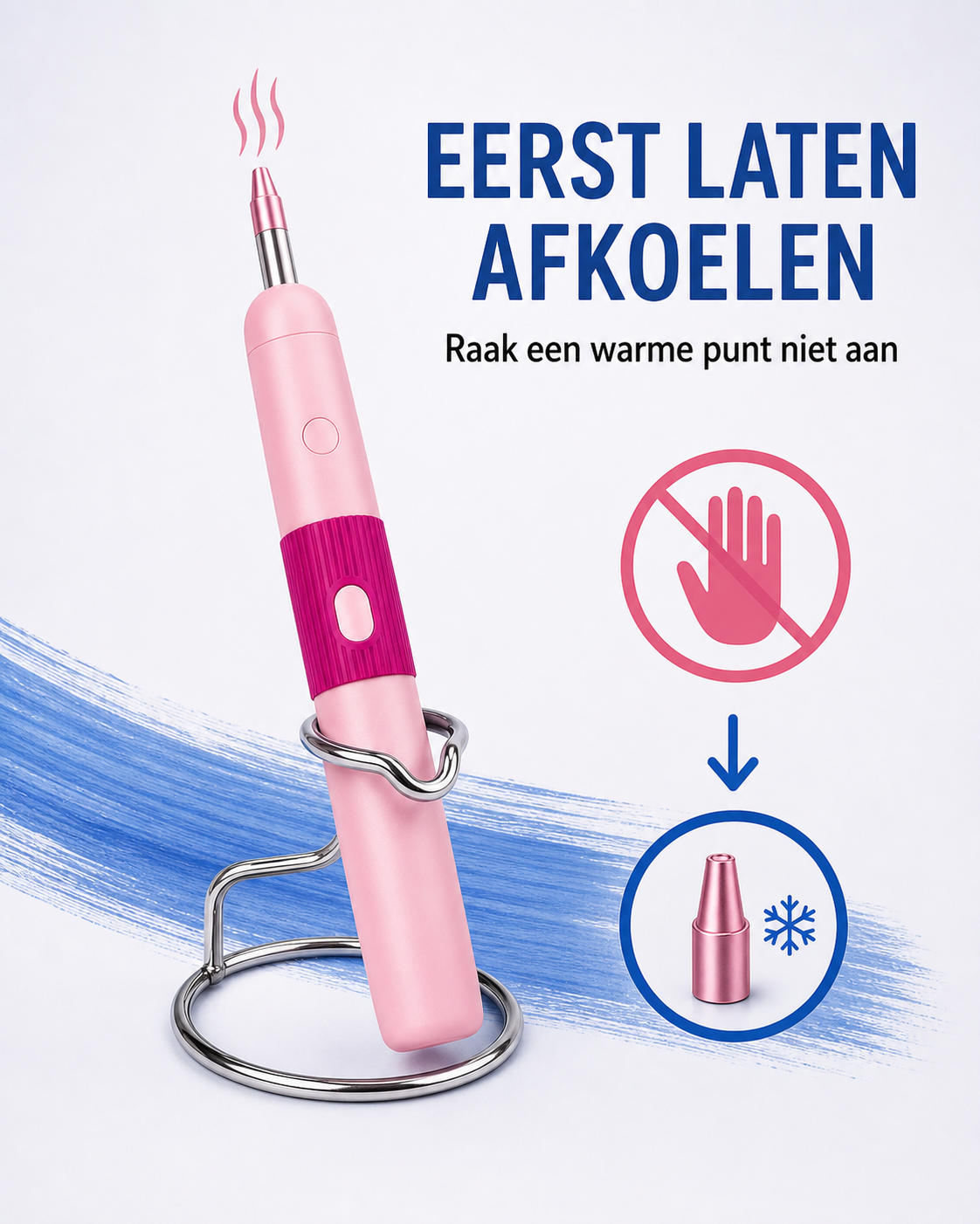 Warme hotfixpunt in de veiligheidshouder volledig laten afkoelen