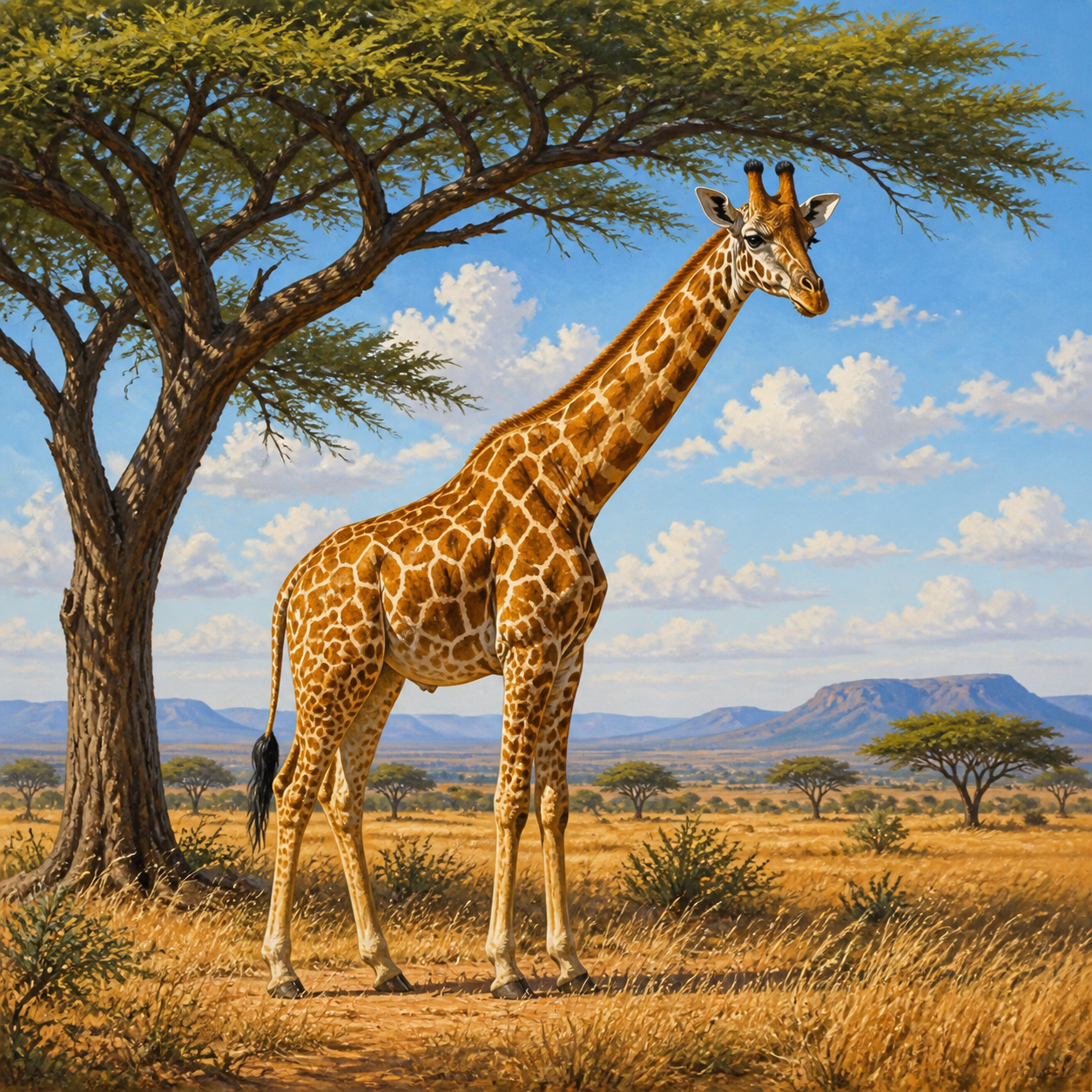 Diamond Painting Giraffe onder de Acaciaboom – volledig origineel giraffeontwerp