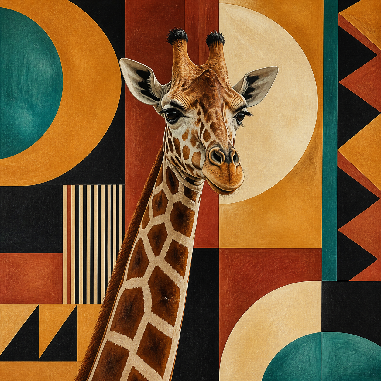 Diamond Painting Giraffe met Afrikaanse Patronen – volledig origineel giraffeontwerp