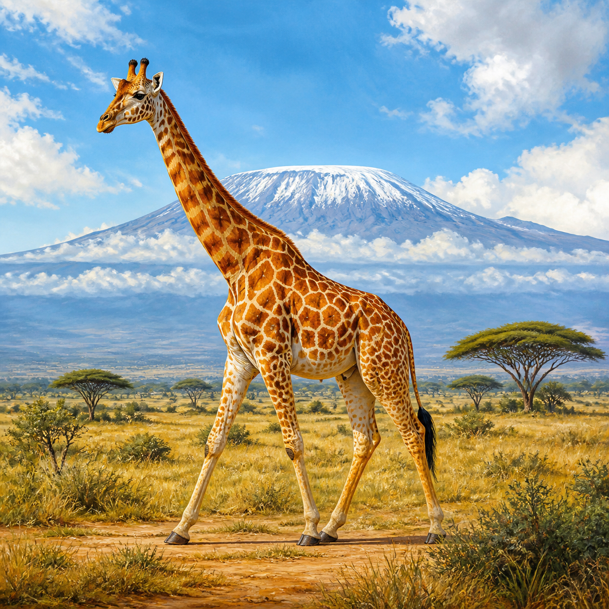 Diamond Painting Giraffe bij de Kilimanjaro – volledig origineel giraffeontwerp