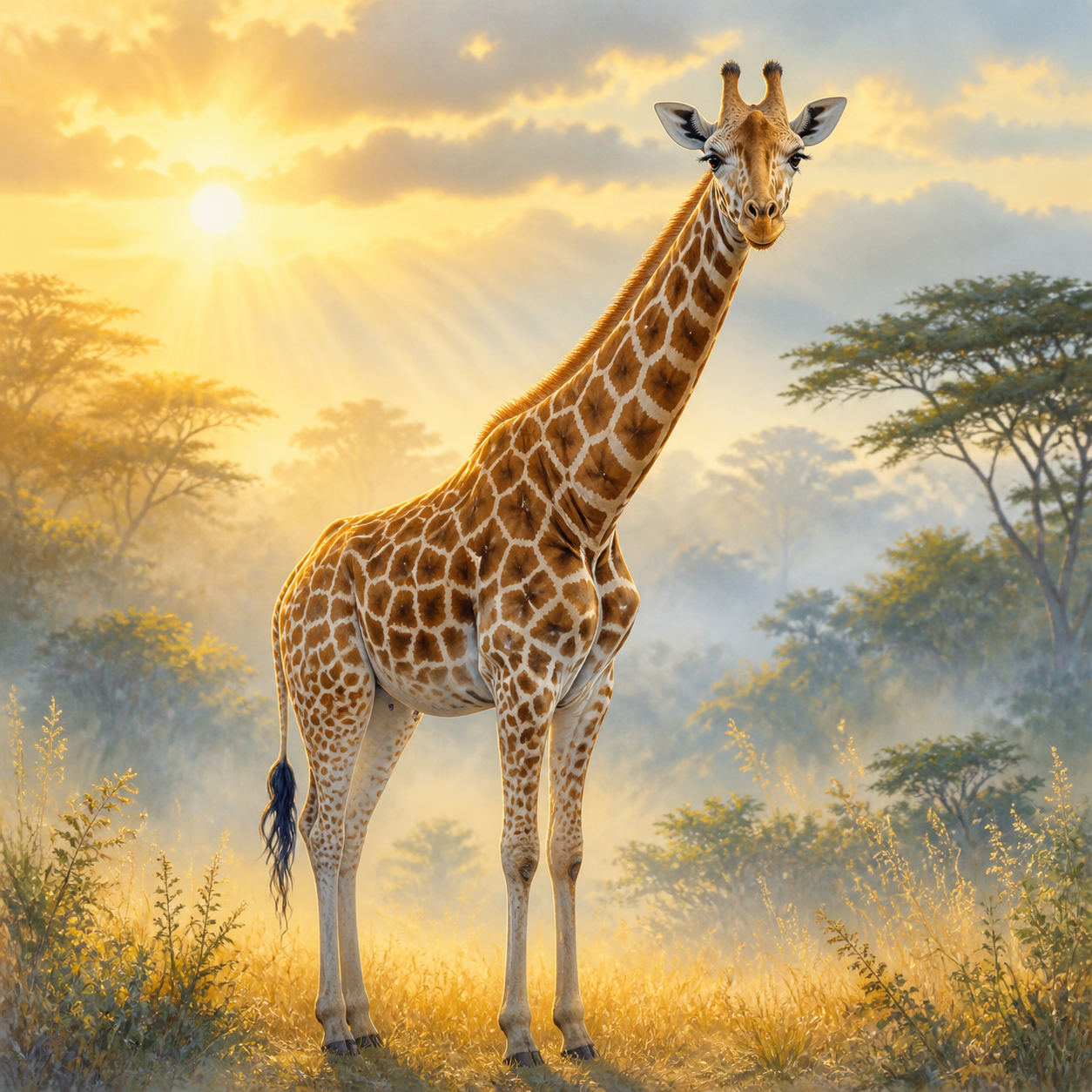Diamond Painting Giraffe in het Ochtendlicht – volledig origineel giraffeontwerp