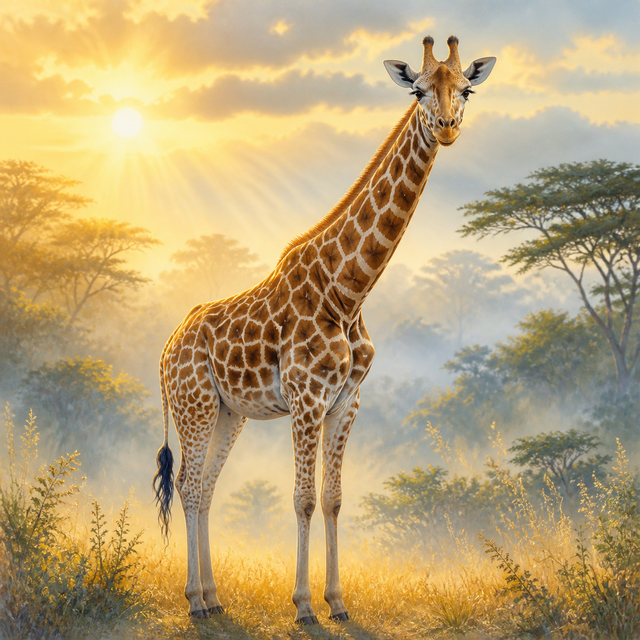 Diamond Painting Giraffe in het Ochtendlicht – volledig origineel giraffeontwerp