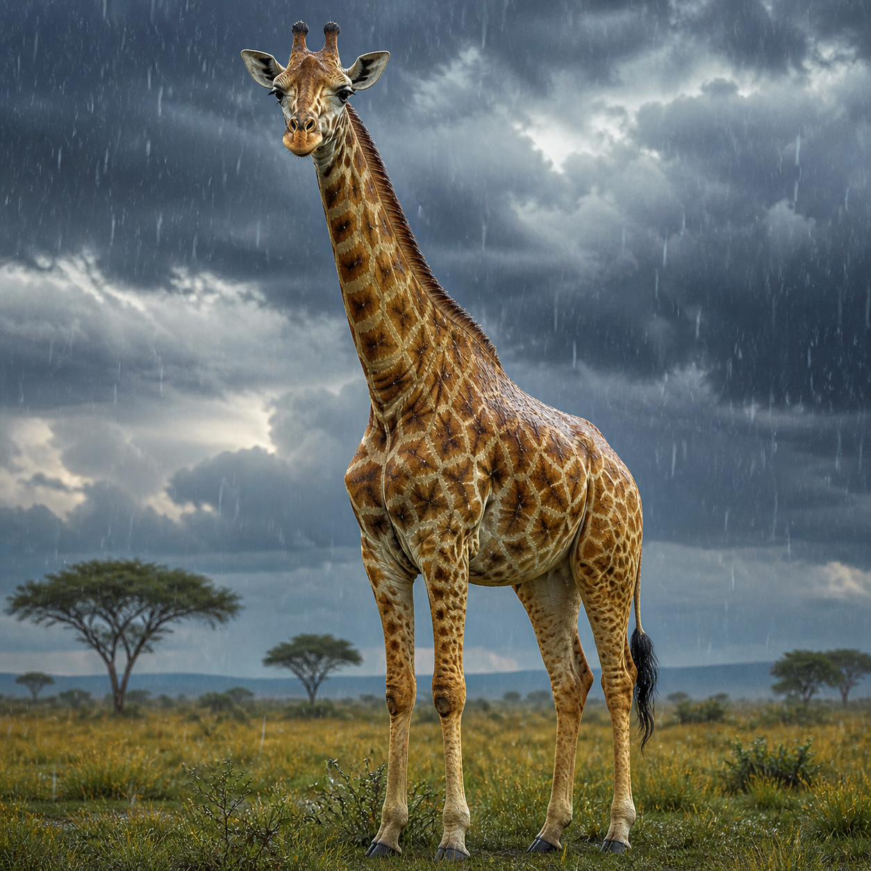 Diamond Painting Giraffe in de Regen – volledig origineel giraffeontwerp