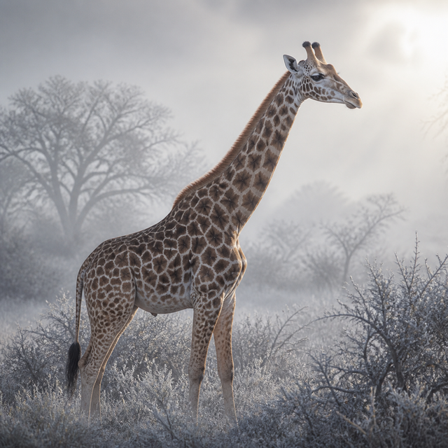 Diamond Painting Giraffe in Zilveren Licht – volledig origineel giraffeontwerp