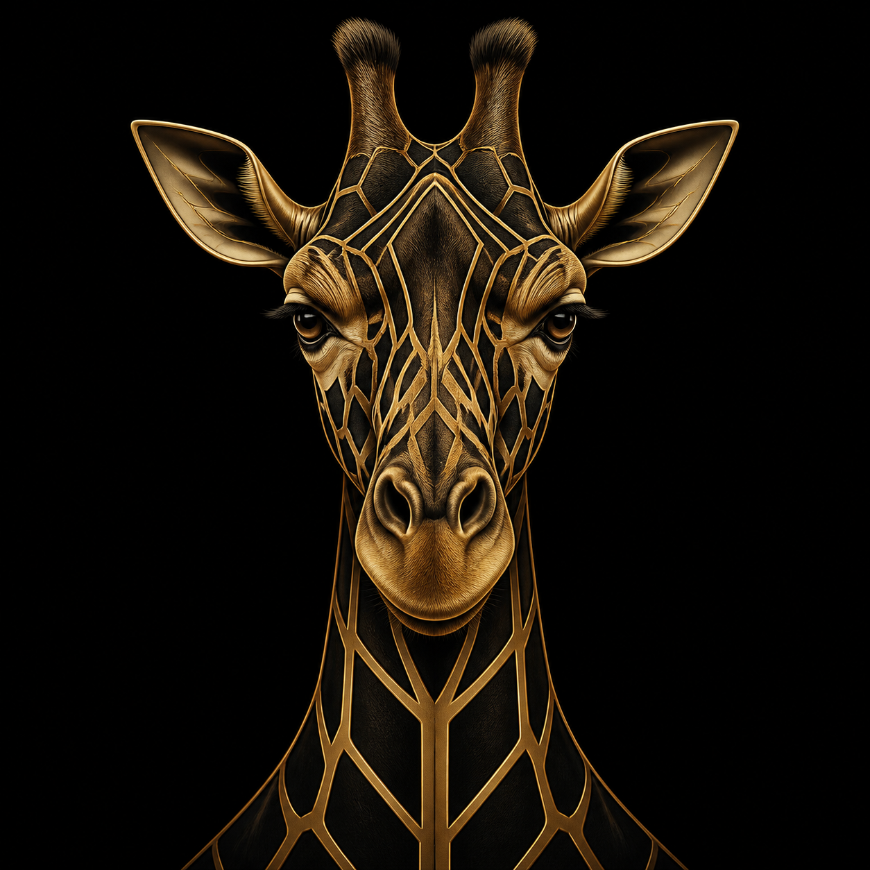 Diamond Painting Giraffe in Zwart en Goud – volledig origineel giraffeontwerp