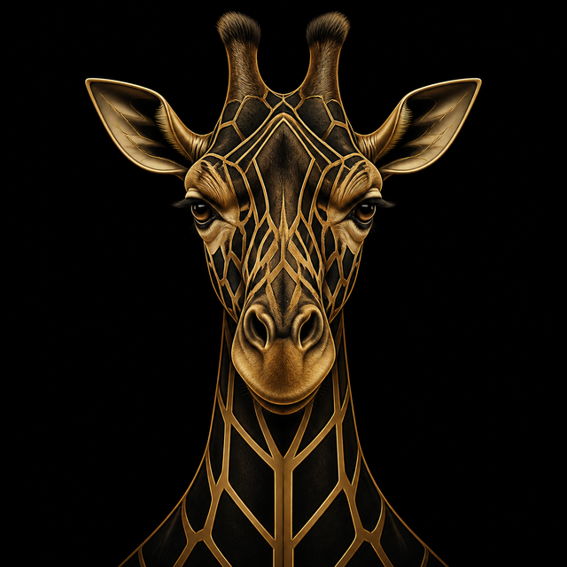 Diamond Painting Giraffe in Zwart en Goud – volledig origineel giraffeontwerp