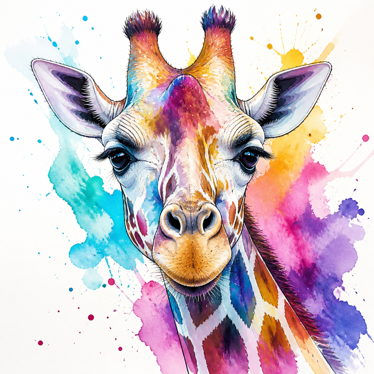 Diamond Painting Kleurrijke Giraffe Aquarel – volledig origineel giraffeontwerp