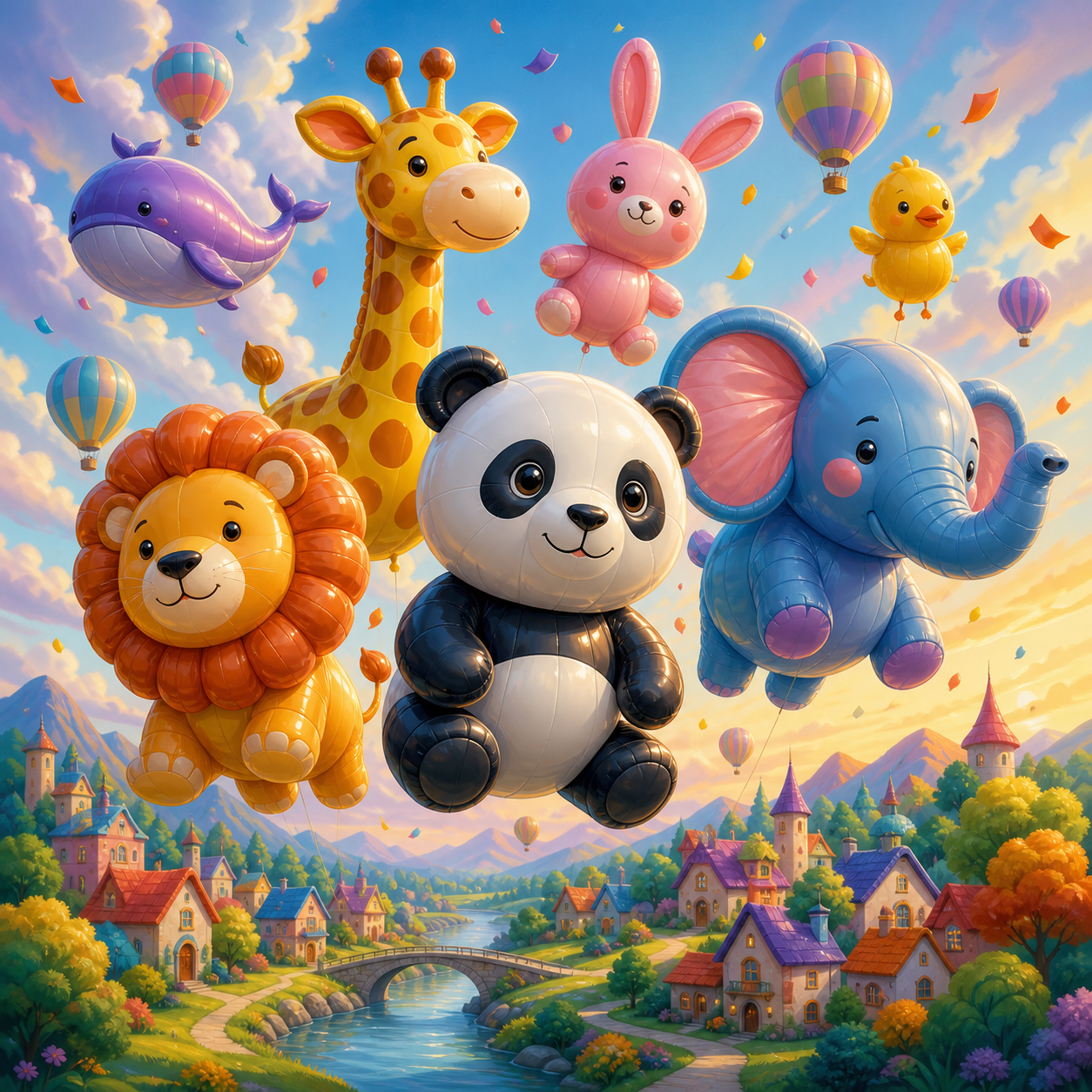Diamond Painting Dierenballonnenparade – origineel kleurrijk ontwerp