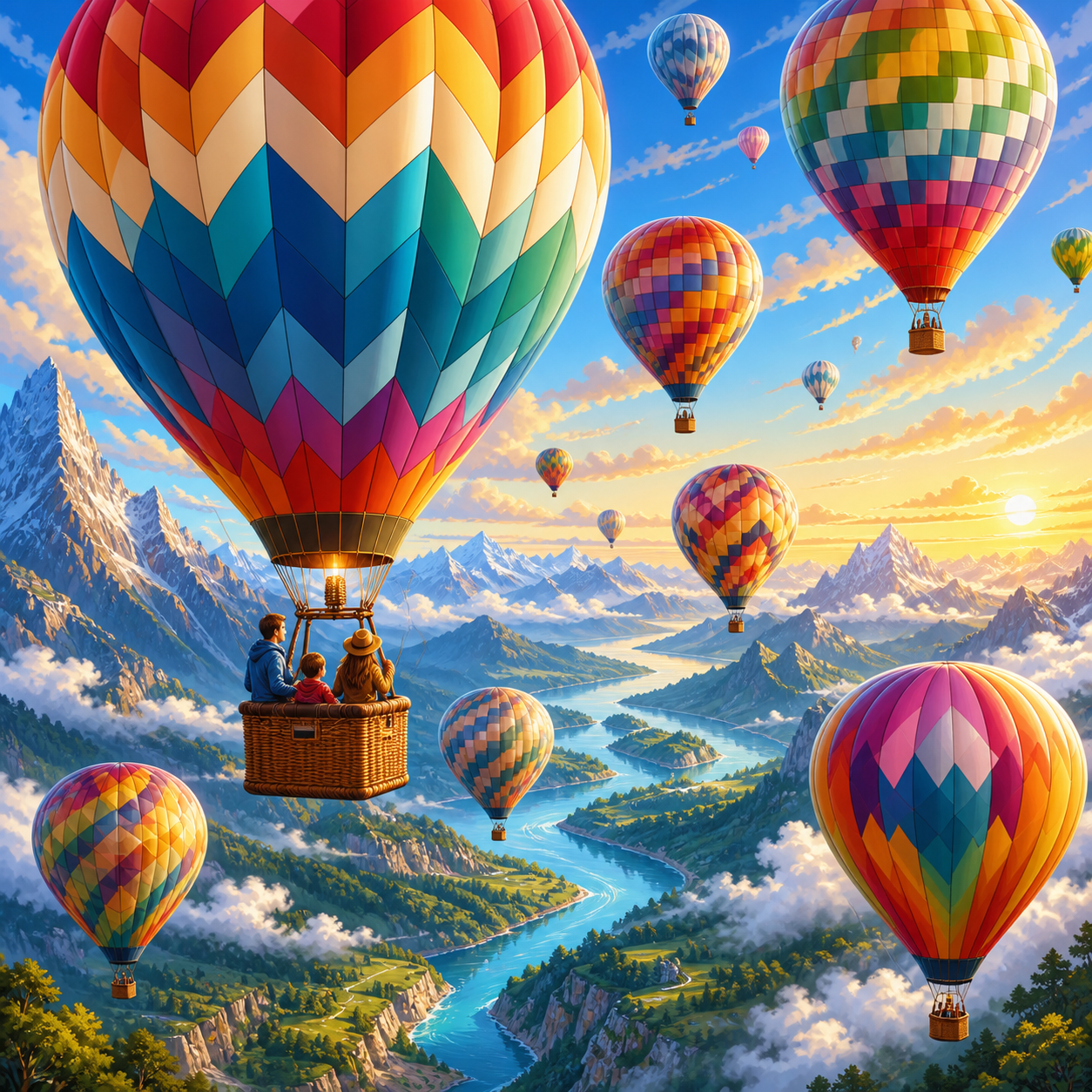 Diamond Painting Luchtballonnenavontuur – origineel kleurrijk ontwerp