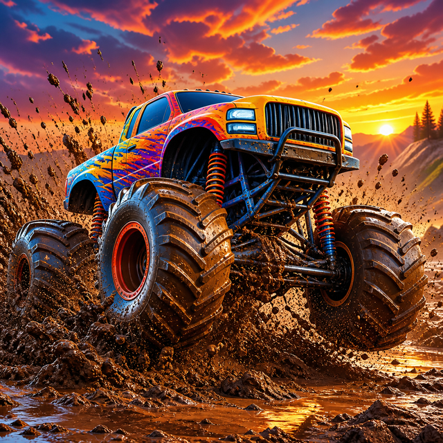 Diamond Painting Monstertruck door de Modder – origineel kleurrijk ontwerp