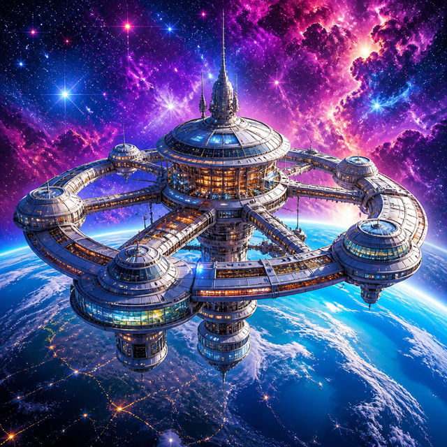 Diamond Painting Ruimtestation boven de Aarde – origineel kleurrijk ontwerp
