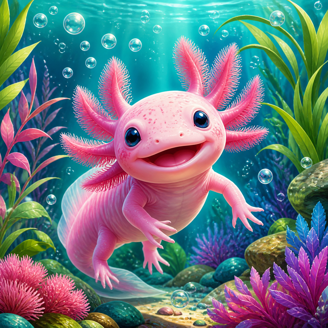 Diamond Painting Vrolijke Axolotl – origineel kleurrijk ontwerp