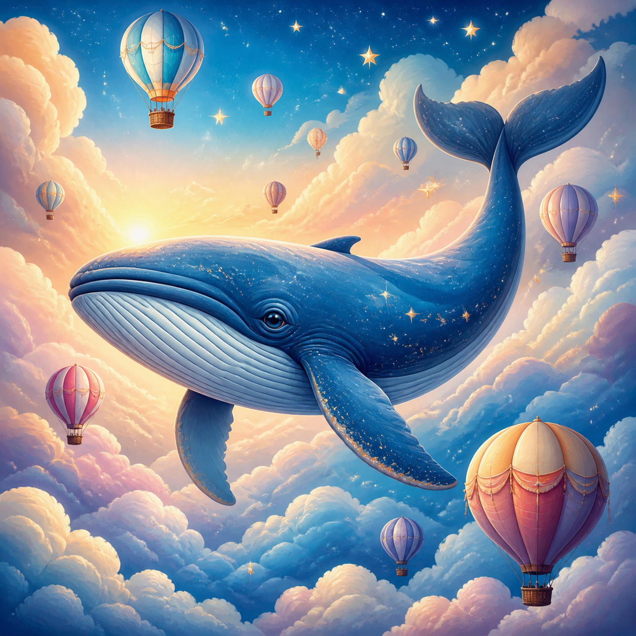 Diamond Painting Walvis in de Wolkenzee – origineel kleurrijk ontwerp