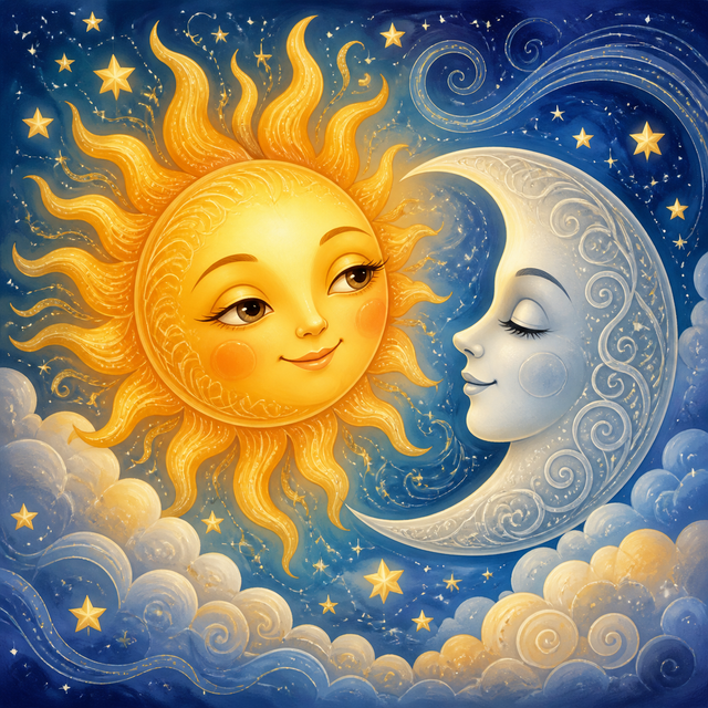 Diamond Painting Zon en Maan – origineel kleurrijk ontwerp