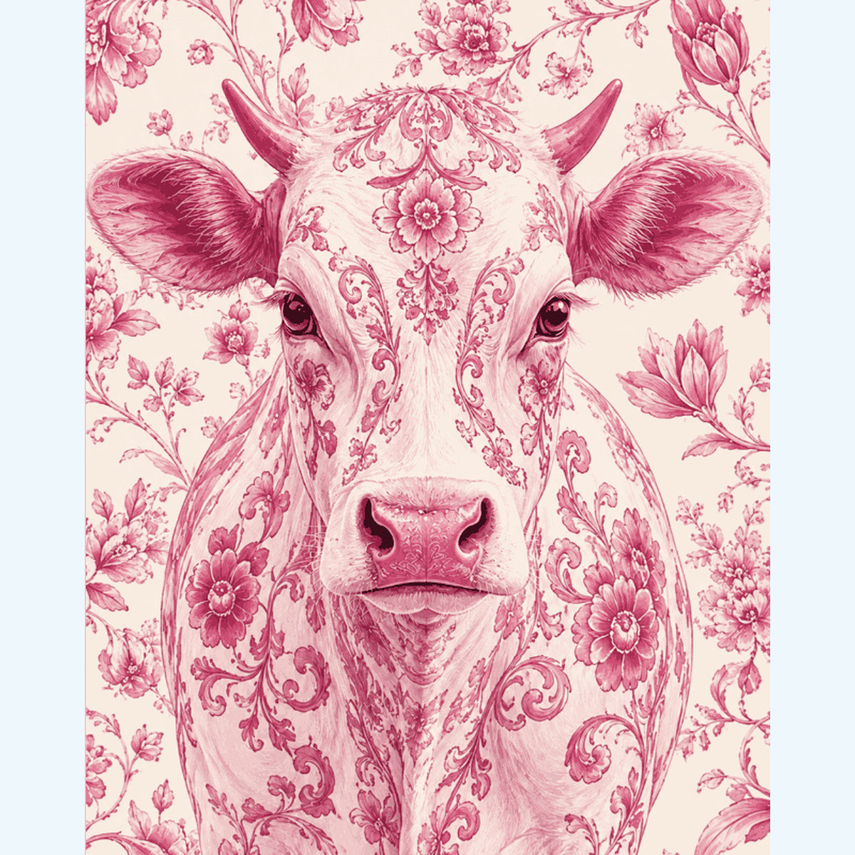 Diamond Painting Delfts roze koe – volledig koeienontwerp