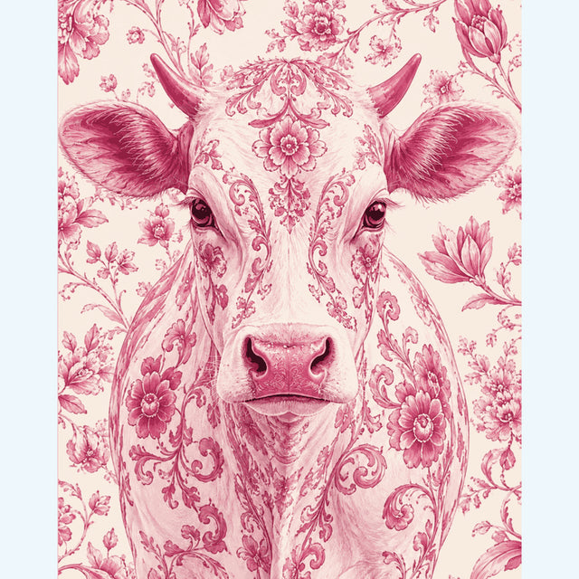 Diamond Painting Delfts roze koe – volledig koeienontwerp