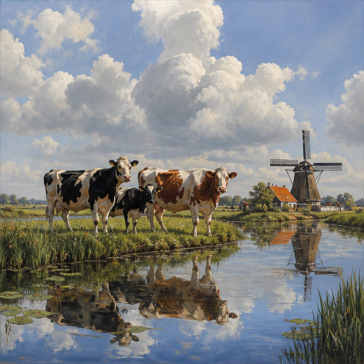 Diamond Painting Koeien aan de Waterkant – origineel DPW koeienontwerp