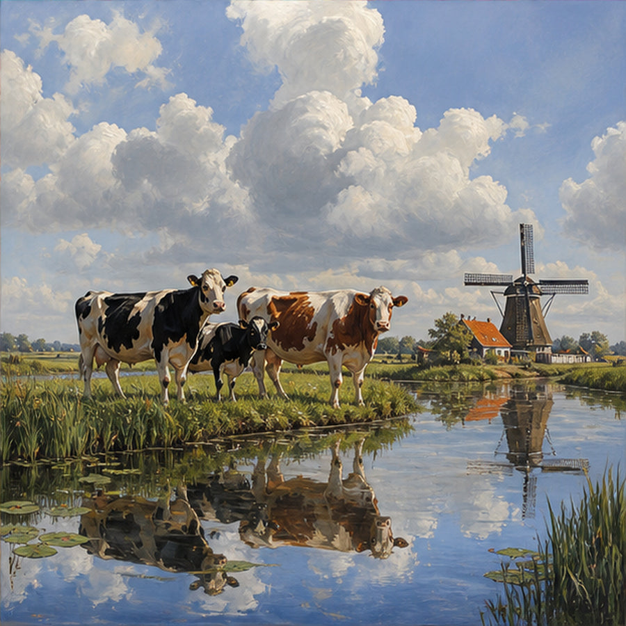 Diamond Painting Koeien aan de Waterkant – origineel DPW koeienontwerp