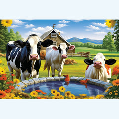 Diamond Painting Koeien Bij De Boerderij – volledig koeienontwerp