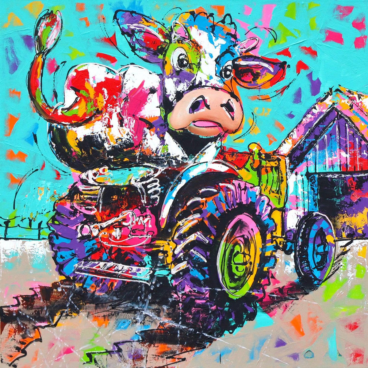 Diamond Painting Koe Op Trekker – volledig koeienontwerp