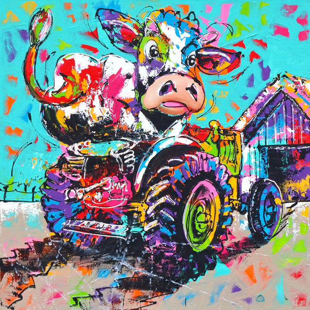 Diamond Painting Koe Op Trekker – volledig koeienontwerp