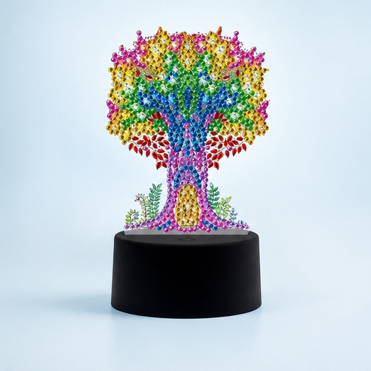 Diamond Painting Lamp Levensboom op een lichtblauwe achtergrond