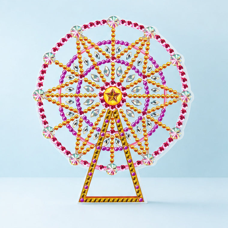 Diamond Painting Lamp Reuzenrad op een lichtblauwe achtergrond