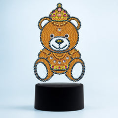Diamond Painting Lamp Teddybeer op een lichtblauwe achtergrond