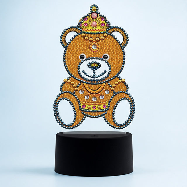 Diamond Painting Lamp Teddybeer op een lichtblauwe achtergrond