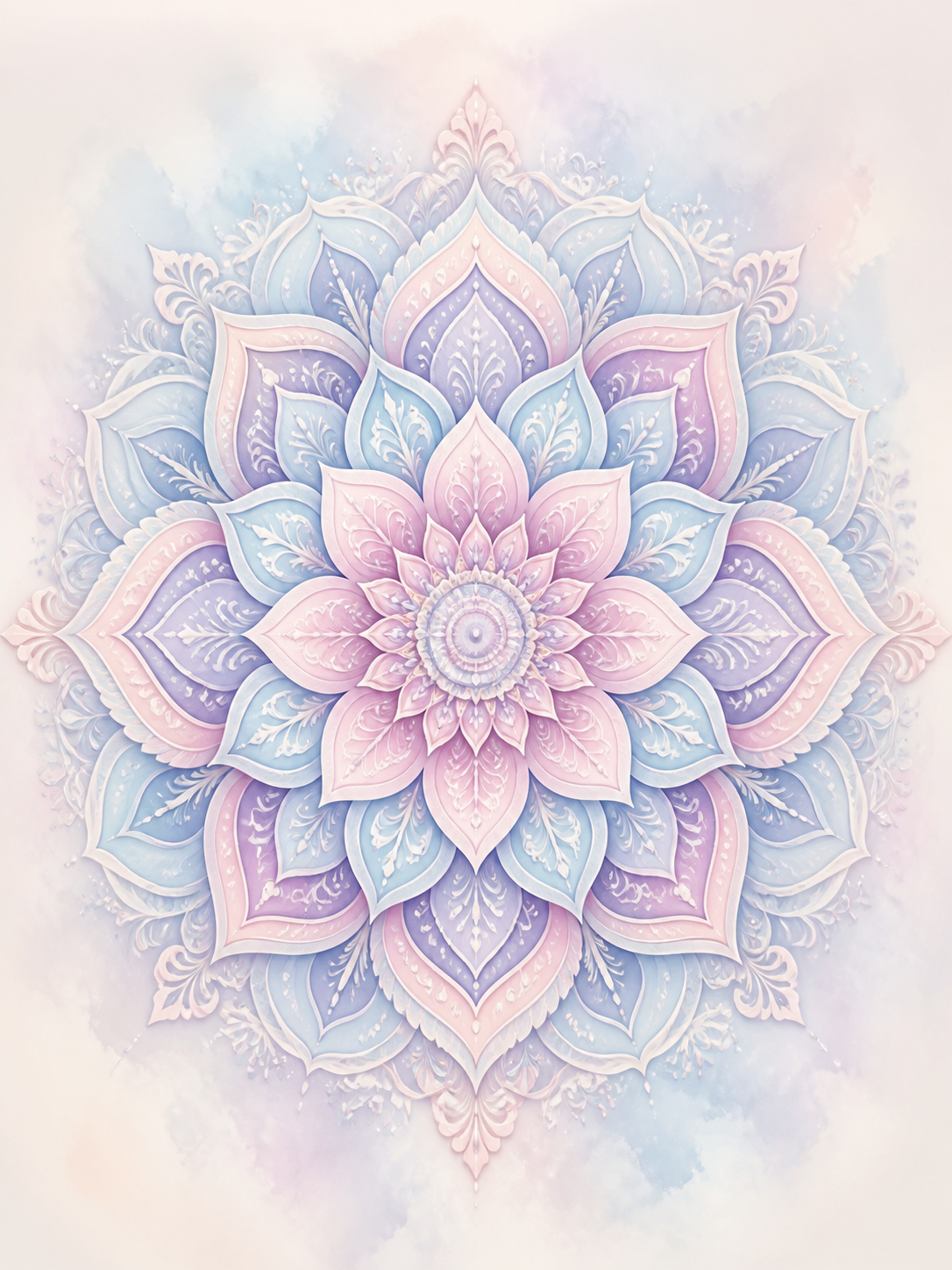 Diamond Painting Mandala Pastel Lotusrozet – een zachte pastelrozet met lotusachtige bloembladvormen