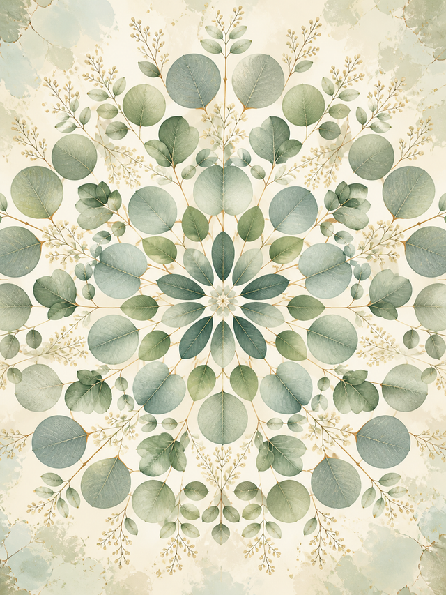 Diamond Painting Eucalyptus Mandala – een luchtige mandala van eucalyptusbladeren