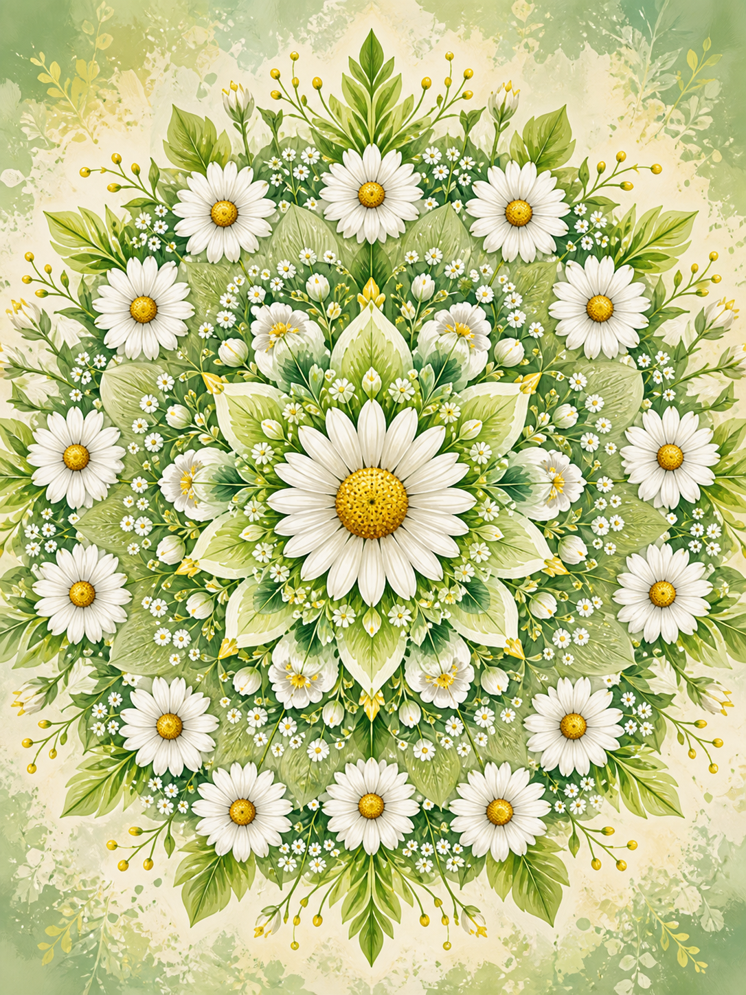 Diamond Painting Witte Margriet Mandala – een frisse botanische mandala van witte margrieten