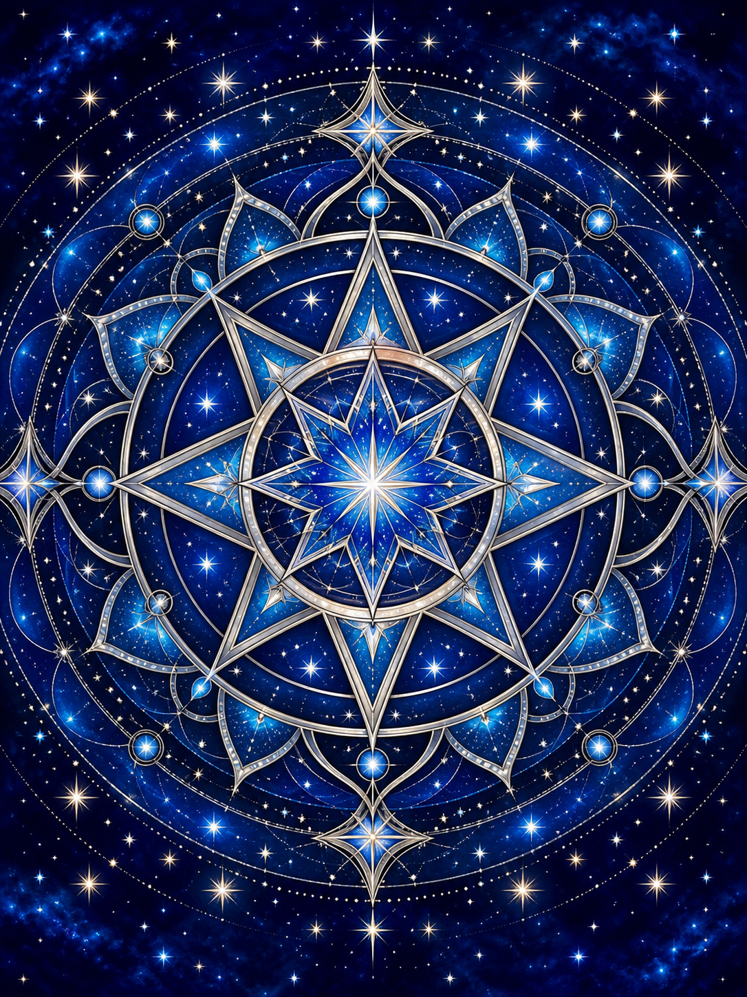 Diamond Painting Sterren Mandala – een geometrische sterrenmandala zonder tekst of sterrenbeeldlabels