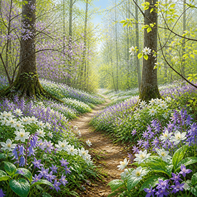 Diamond Painting Bloeiend Voorjaarsbos – volledig natuurontwerp